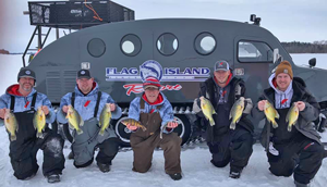 image of ice anglers with big crappies at flag island resort