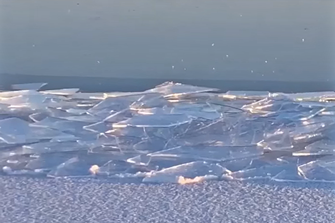 image of broken ice on Lake Mille Lacs