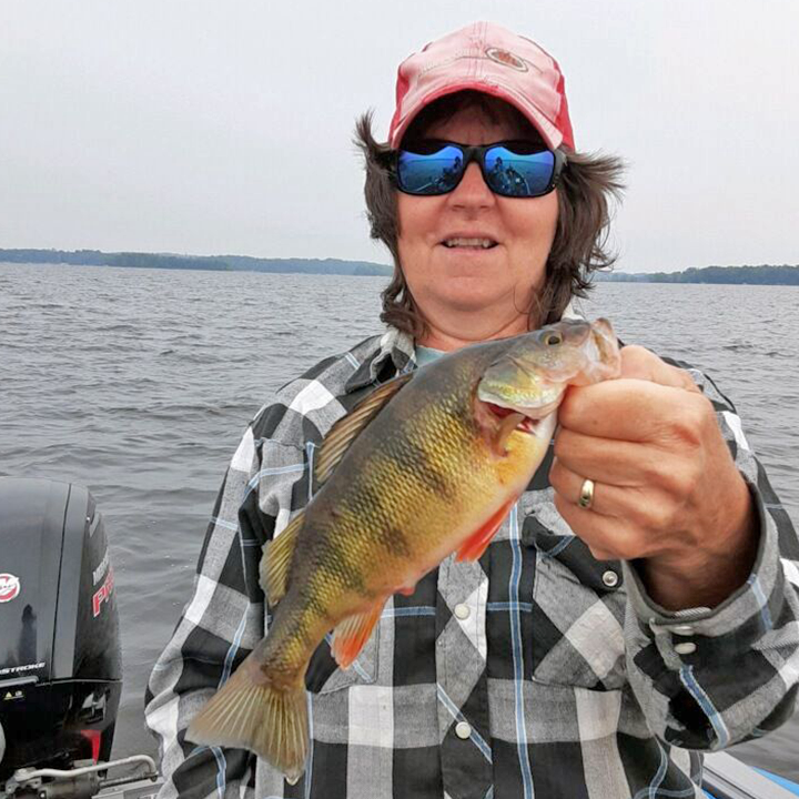 image of Lynn Steinmetz with nice Jumbo Perch 