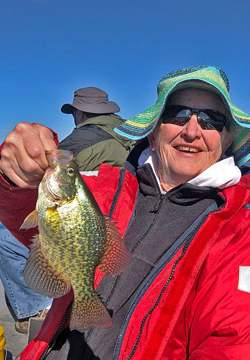 Karen Reynolds with big crappie caught in the Deer River area