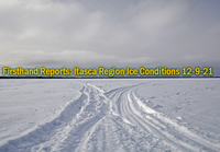 image of ice conditions at bowstring lake at the south boat access
