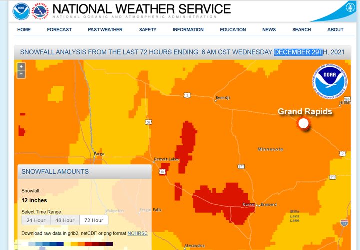 image links to NOAA Snowfall maps