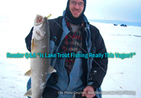 image of Matt Mattson with hefty Lake Trout caught in Northern Minnesota