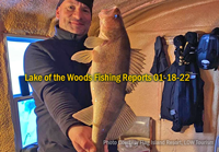 image of angler with huge walleye caught at Flag Island on Lake of the Woods