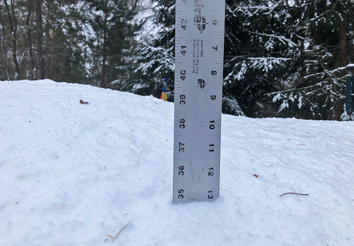 image of snow depth measured in Grand Rapids on February 11, 2022