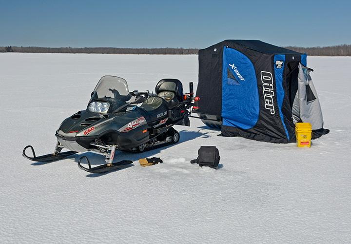 image of snowmobile on the ice