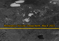 Satellite image of minnesota lakes showing ice cover