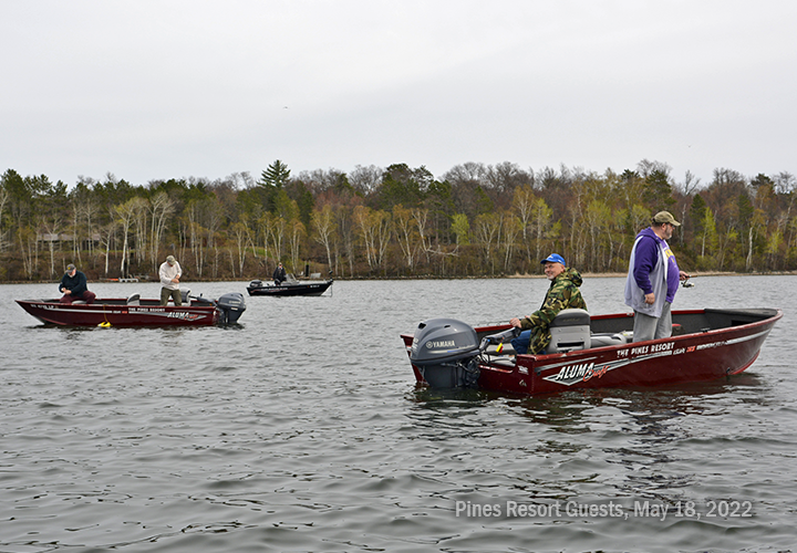 image of Pines Resort guests fishing on Lake Winnibigoshish