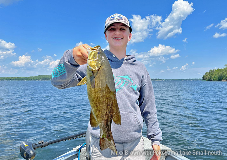 image of Maxx Brown with nice smallmouth bass from pokegama lake