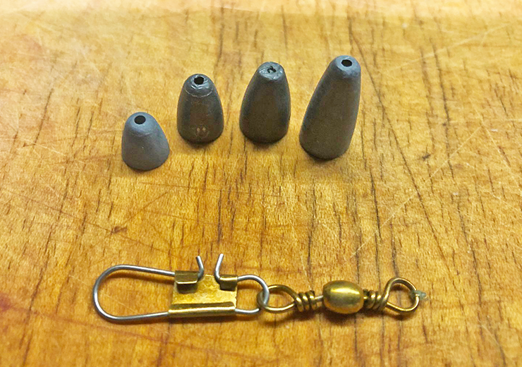 image of bullet sinkers and swivel used by Jeff Sundin for trolling spinners