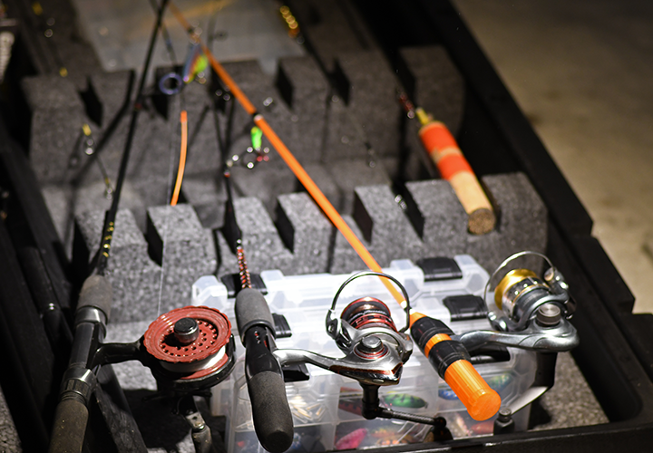image of rod and reel selection used by Jeff Sundin for ice fishing