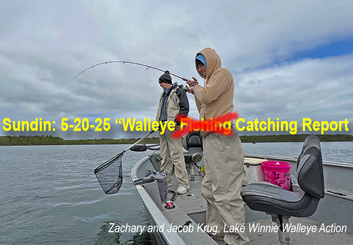 image of Jacob and Zachary Krug catching walleyes on Lake Winnie