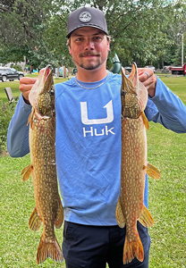 image of Cade Fitgerald with a nice pair of keep size northern pike