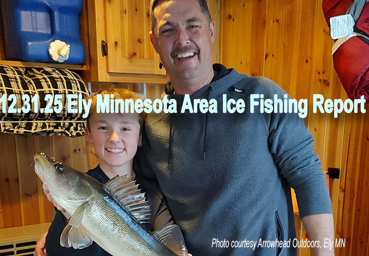 image of father and son with big walleye caught on Shagwa Lake near Ely