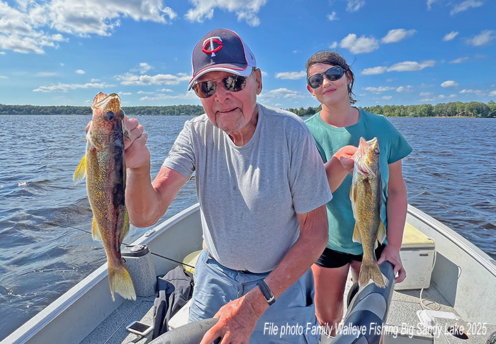image of anglers on a family walleye fishing trip to Big Sandy Lake in McGregor Minnesota