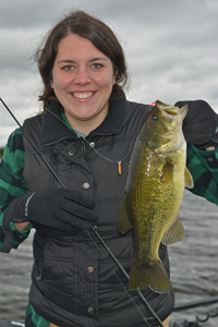 image of kelly damon with big bass