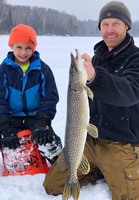 image of father and son with nice pike caught in the Ely area