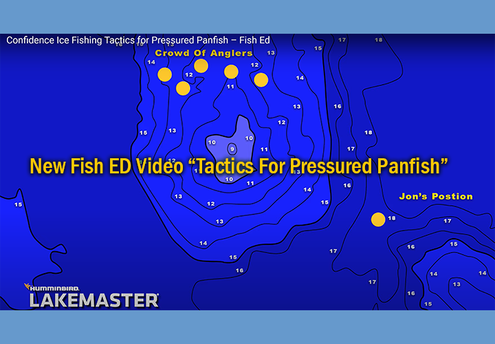 image links to video about ice fishing for pressured panfish.