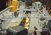 image of Jeff Sundin's Lund Alaskan in the shop for final rigging