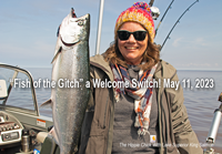 image of the Hippie Chick with nice King Salmon caught on Lake Superior