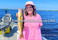image of the Hippie Chick with a nice walleye links to sundin fishing report