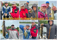 Collage of family fishing trip with Jeff Sundin on Friday August 11, 2023