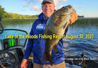 image of fisherman with big walleye caught on Lake of the Woods
