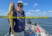 image of Dick Williams with big walleye caught on fishing charter with Jeff Sundin 