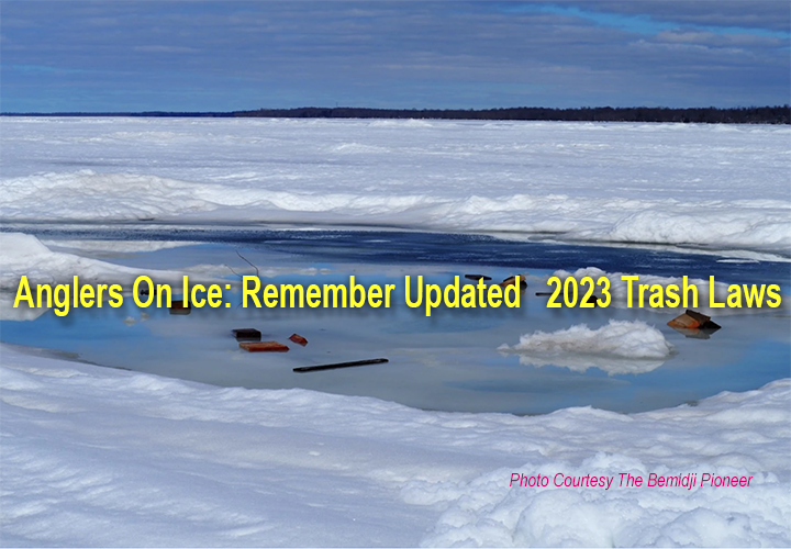 image links to article about new trash laws for ice fishermen on Minnesota Lakes