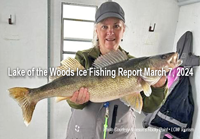 image of woman holding monster walleye caught on Lake of the Woods at Arneson's Rocky Point Resort