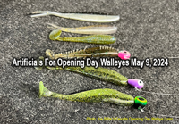 image shows an assortment of Joe Billiar's favortie artficial lures for walleye fishing