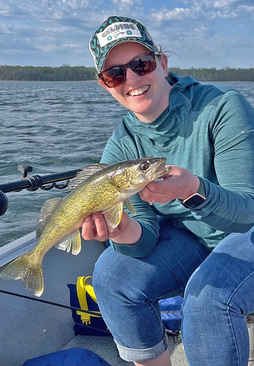 Image of Annalee Sundin Jones with Lake Winnie Walleye 2024 Fishing Oopener