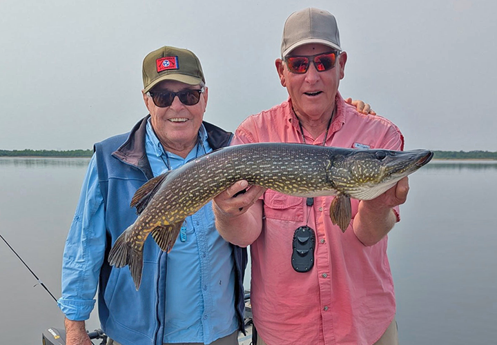 image of Dick Williams with large northern pike he caught near Deer River Minnesota