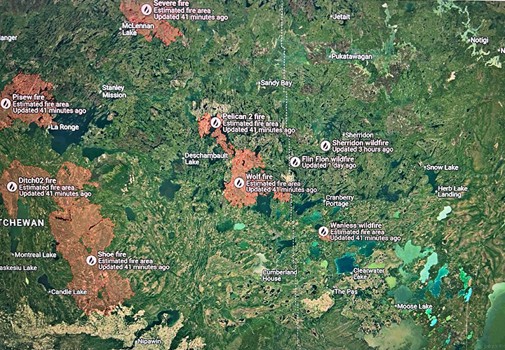 image of affected areas of fire in Canada