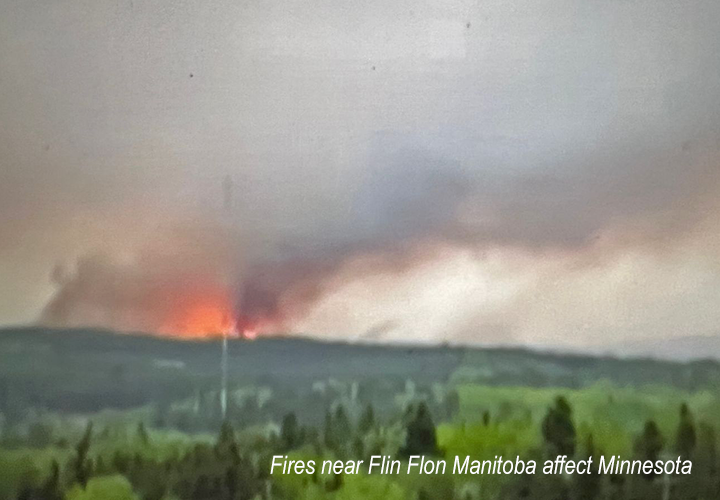 image of fire burning near Flin Flon Manitoba