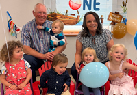 Jeff and Susan Sundin with 5 grandkids, Charolette, Ryder, Lander, Agusta and Audrey