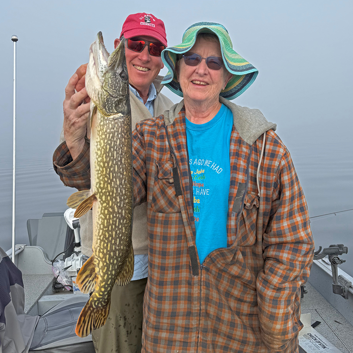 image of Karen Reynolds with nice pike caught on Lake Winnie