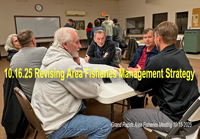 image of attendees at MN DNR fisheries meeting about Sand Lake Walleye Regulations