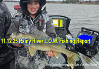 image of youg angler holding large walleye he caught on the Rainy River