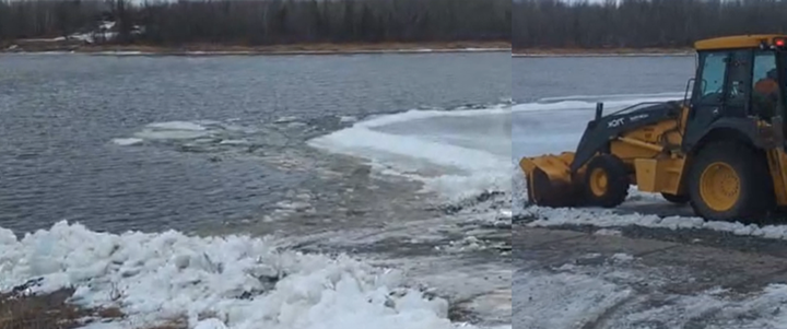 image links to report about the clearing of Nelson Park boat ramp at Birchdale on the Rainy River