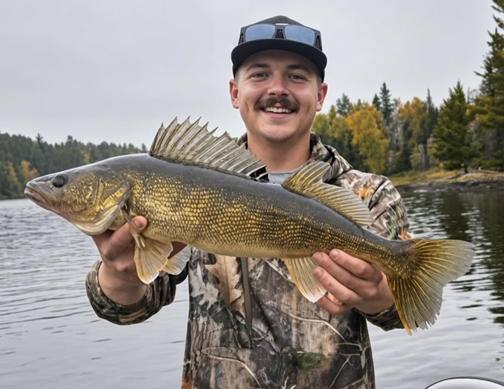image of angler holding nice walleye caught near ely minnesota