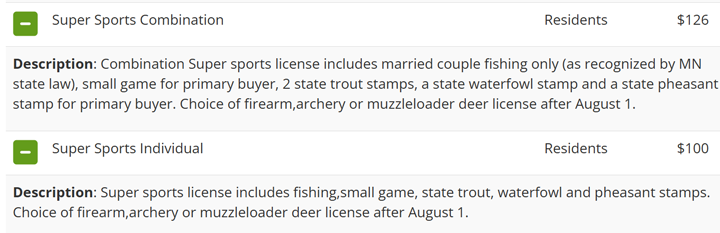 Image describes Minnesota's Super Sports Combination fishing and hunting license