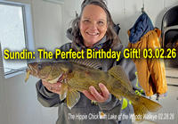 image of the Hippie Chick with nice walleye she caught on Lake of the Woods 