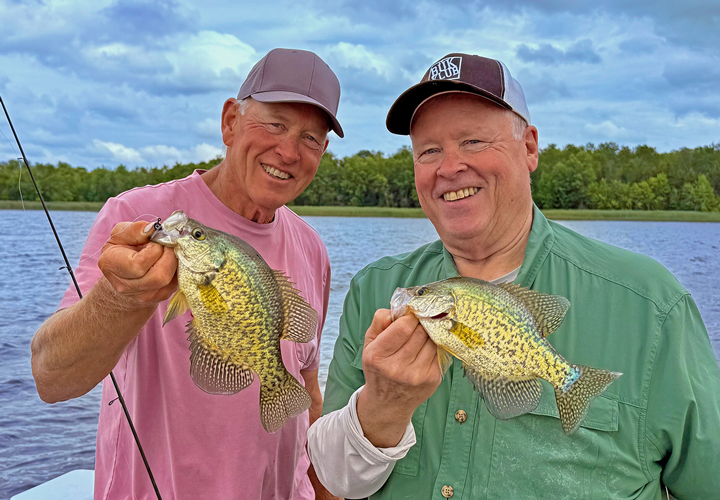 image of Jeff and Gary Sundin with pair of big Crappies