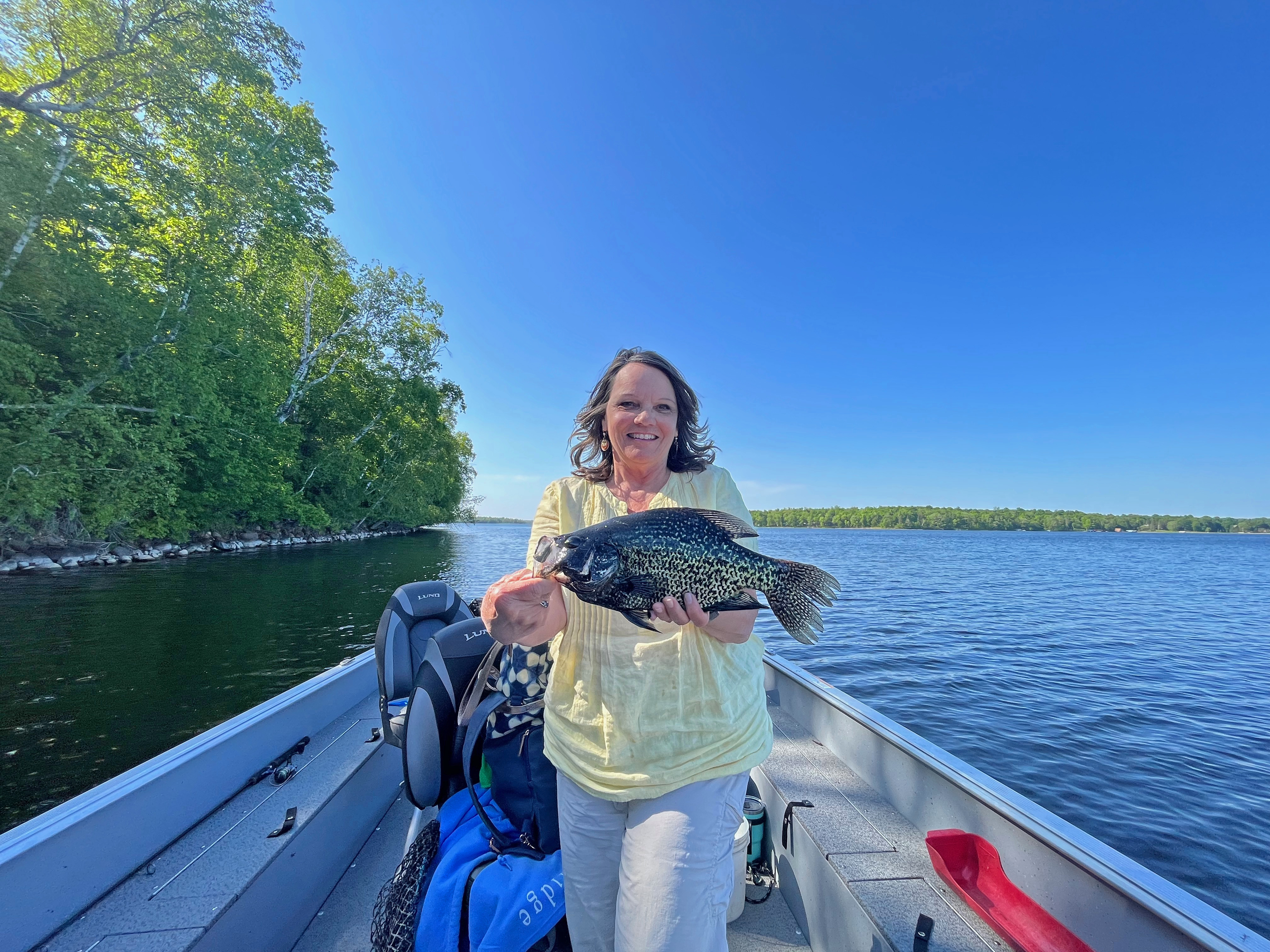 image of the Hippie Chick with huge crappie 