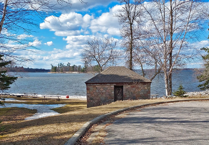 image of the beach at Wooden Frog Campground Rainy Lake MN