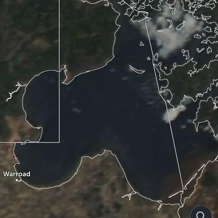 satellite image of Lke of the Woods as of May 5, 2025
